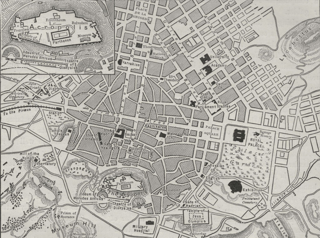 ATHENS. Plan of Athens 1882 old antique vintage map chart